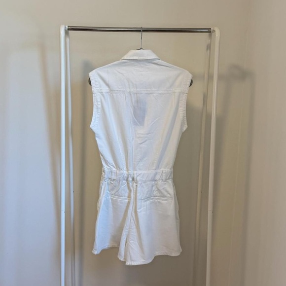 Rag & Bone Eliza Denim Sleeveless Belted Romper in White | Size S - Picture 10 of 11